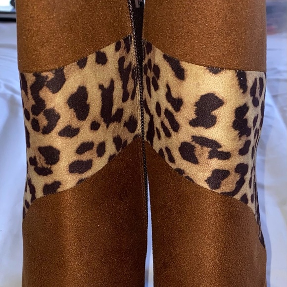 Y•not? Cheetah print multi colored of brown ankle boots 4inch heels size 9M - Picture 4 of 16